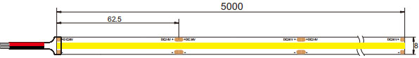 cob led stripe 512led/m DC24V 8mm width 10w/m